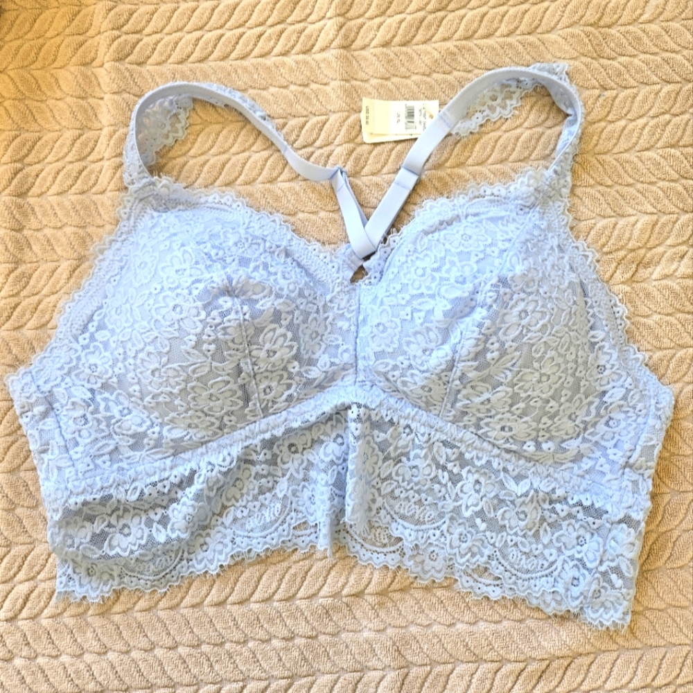 NWT Aerie Lace Bralette Light Blue XL